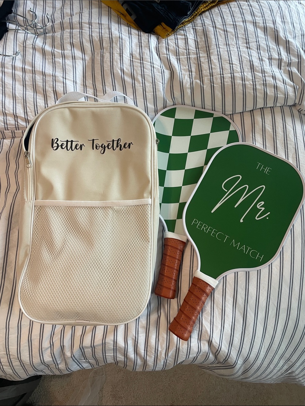 Picklball Paddle Set - 'Better Together' Backpack with Green Paddle Set